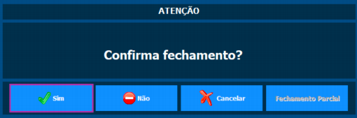 confirme o fechamento da mesa